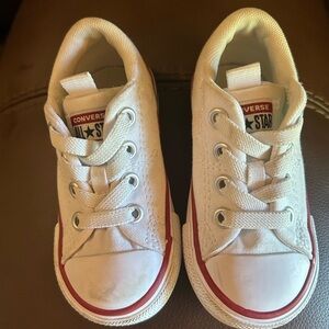 Converse Kids White Low-Top Sneakers with Red Stripe